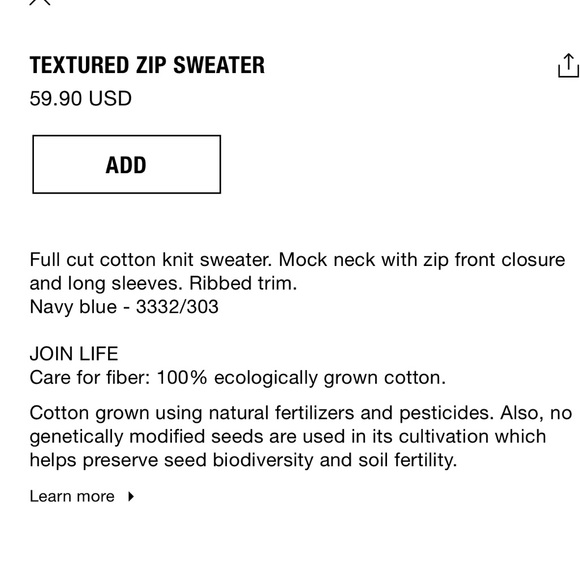 ZARA Man Textured Half Zip Pullover in Navy - Picture 9 of 9